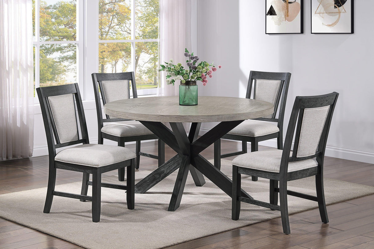 Stevens Charcoal Black and Light Gray Round Dining Set by Crown Mark at Eve Furniture