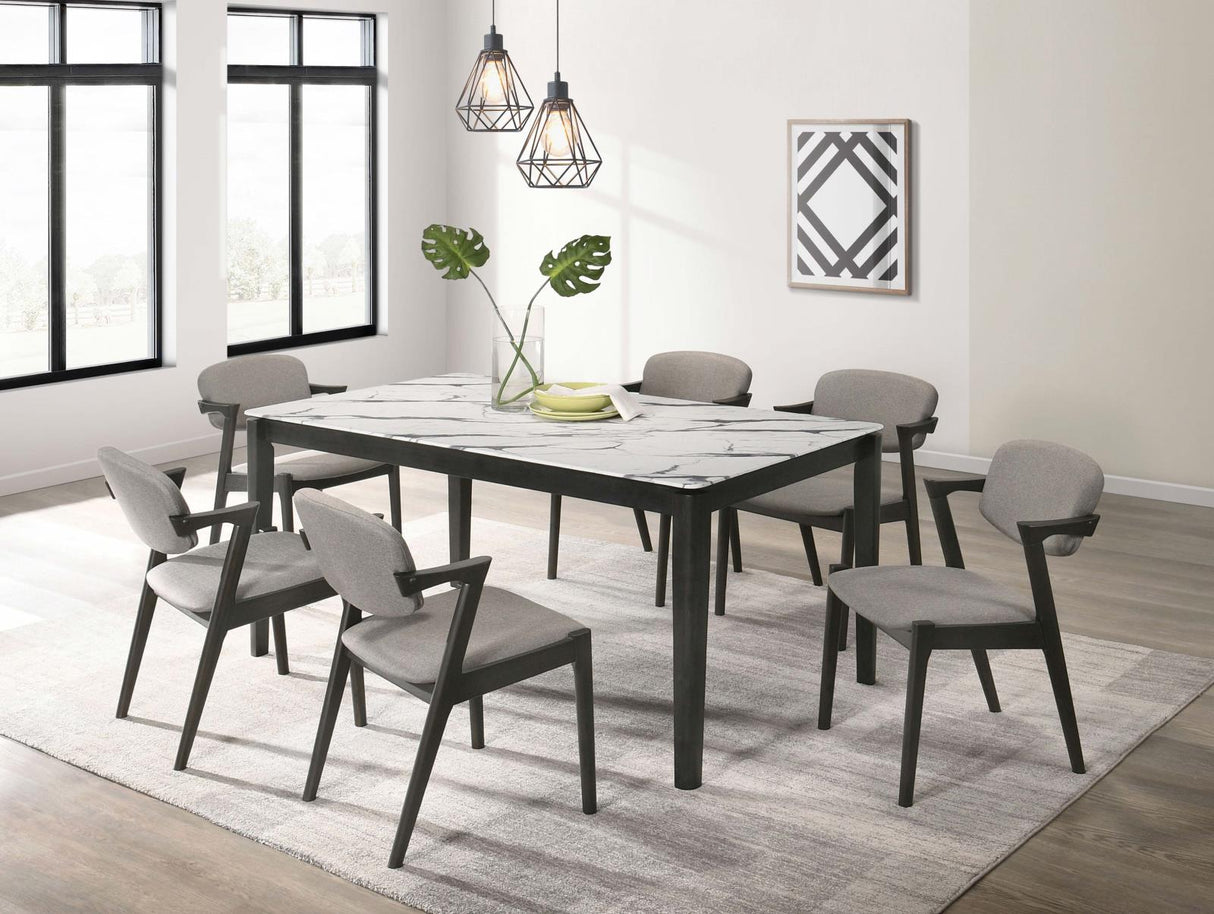 Stevie White/Black 7-Piece Rectangular Dining Set