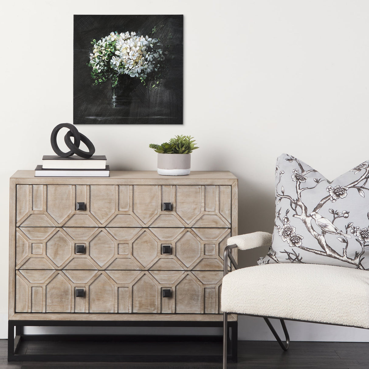 Still life flowers I by Mercana Studio a Hand Embellished Textured Canvas by Mercana at Eve Furniture