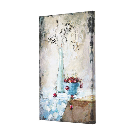 Still Life with Cherries by Mercana Studio a Hand Embellished Textured Canvas by Mercana at Eve Furniture