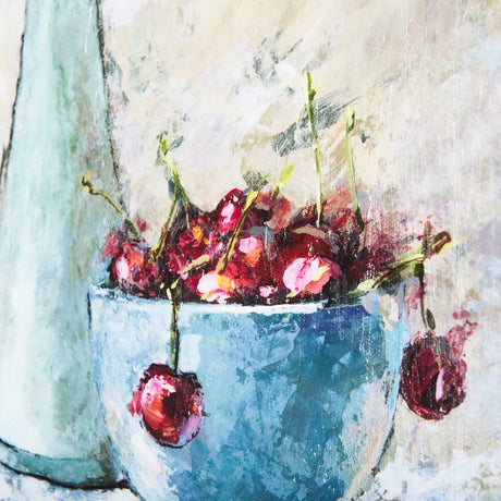 Still Life with Cherries by Mercana Studio a Hand Embellished Textured Canvas by Mercana at Eve Furniture