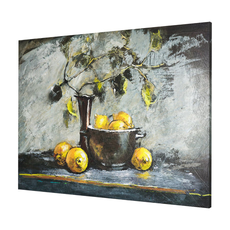 Still Life with Lemons by Mercana Studio a Hand Embellished Textured Canvas by Mercana at Eve Furniture