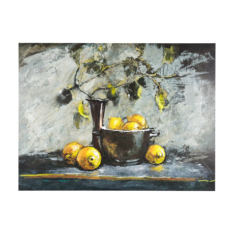 Still Life with Lemons by Mercana Studio a Hand Embellished Textured Canvas by Mercana at Eve Furniture