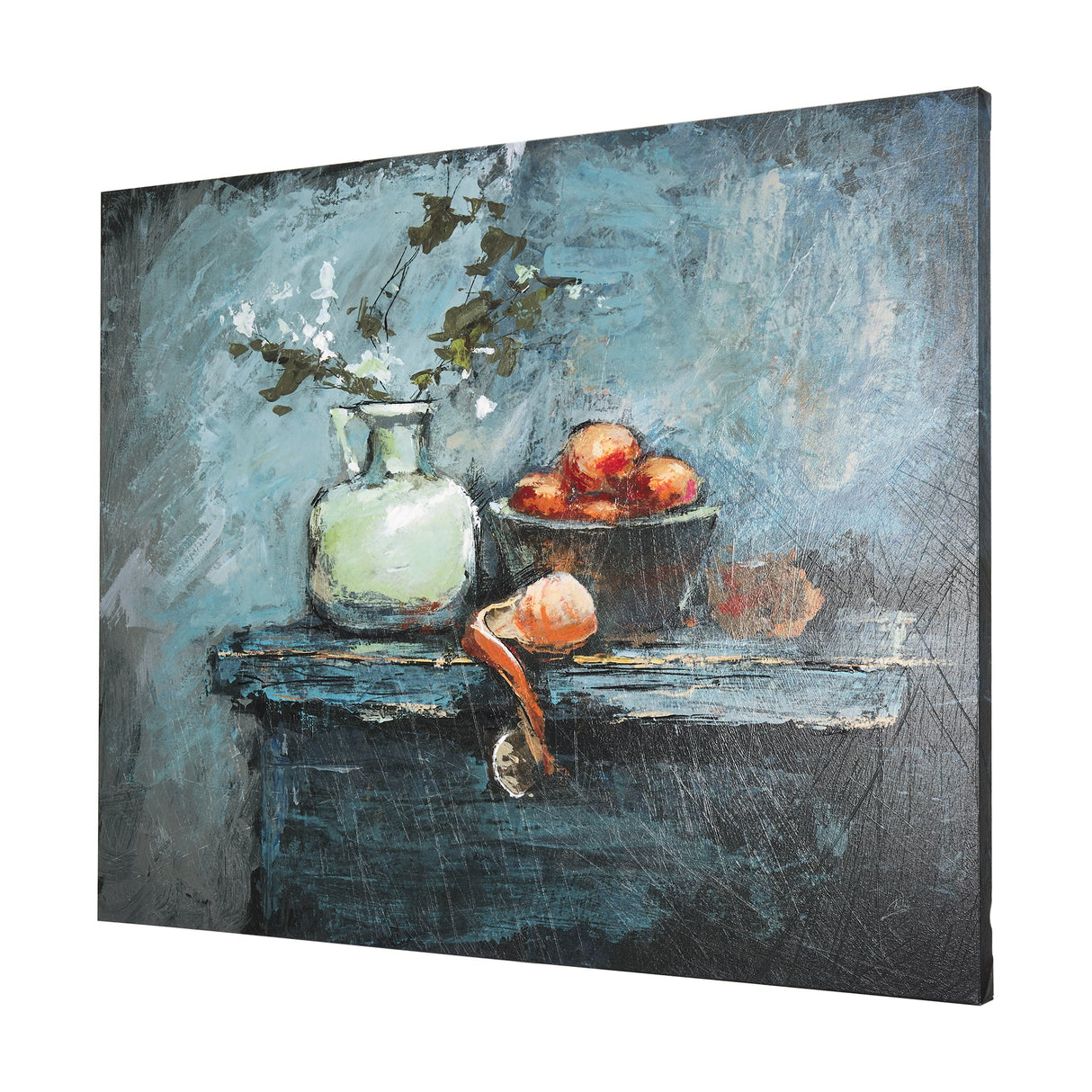 Still Life with Tangerine by Mercana Studio a Hand Embellished Textured Canvas by Mercana at Eve Furniture