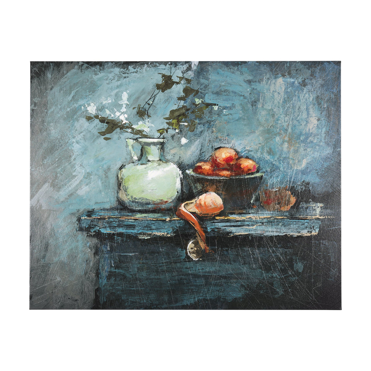 Still Life with Tangerine by Mercana Studio a Hand Embellished Textured Canvas by Mercana at Eve Furniture