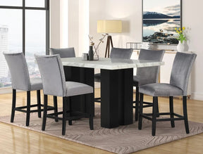 Stockholm Gray 7-Piece Faux Marble Counter Height Set by Happy Homes at Eve Furniture