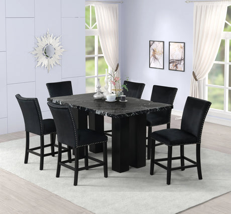 Stockholm Onyx 7-Piece Faux Marble Counter Height Set by Happy Homes at Eve Furniture
