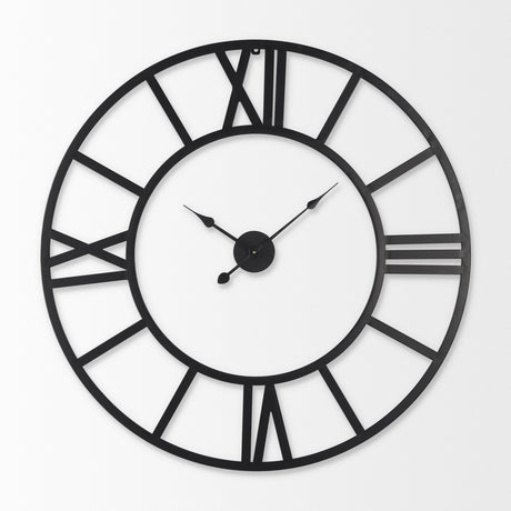 Stoke Round Black Iron Wall Clock by Mercana at Eve Furniture