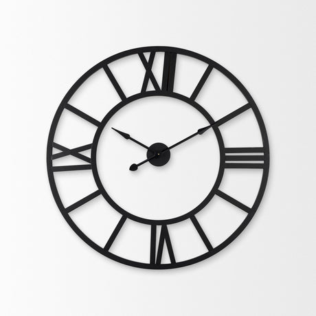 Stoke Round Black Iron Wall Clock by Mercana at Eve Furniture