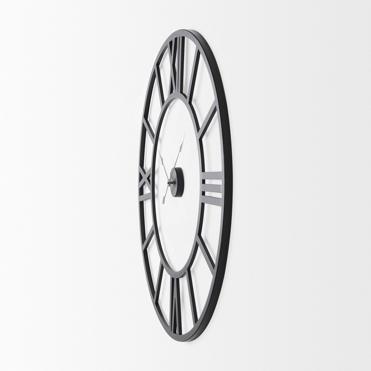 Stoke Round Black Iron Wall Clock by Mercana at Eve Furniture