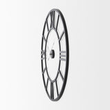 Stoke Round Black Iron Wall Clock by Mercana at Eve Furniture