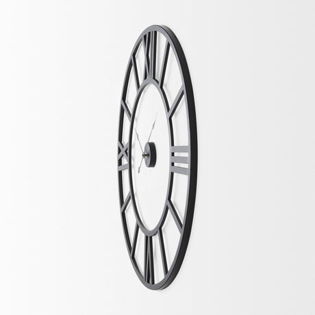 Stoke Round Black Iron Wall Clock by Mercana at Eve Furniture