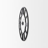 Stoke Round Black Iron Wall Clock by Mercana at Eve Furniture