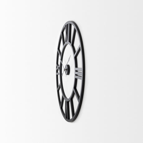 Stoke Round Black Iron Wall Clock by Mercana at Eve Furniture