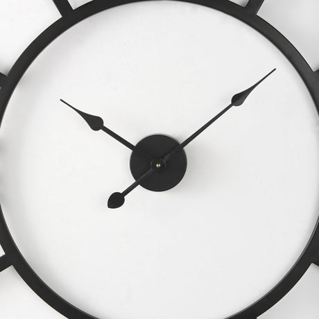 Stoke Round Black Iron Wall Clock by Mercana at Eve Furniture