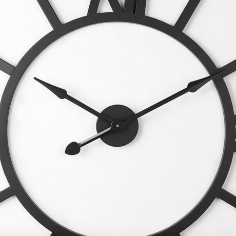 Stoke Round Black Iron Wall Clock by Mercana at Eve Furniture