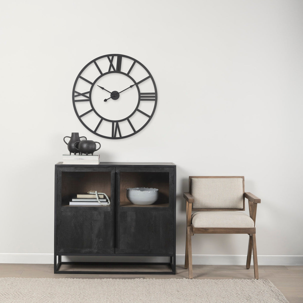 Stoke Round Black Iron Wall Clock by Mercana at Eve Furniture