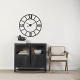Stoke Round Black Iron Wall Clock by Mercana at Eve Furniture