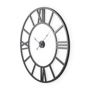 Stoke Round Black Iron Wall Clock by Mercana at Eve Furniture