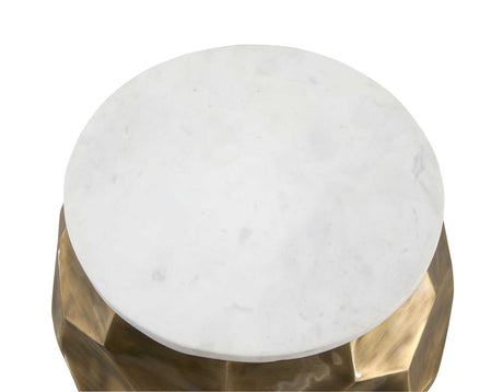 Stomp Round End Table w/0.5″ Marble Top by Steve Silver at Eve Furniture