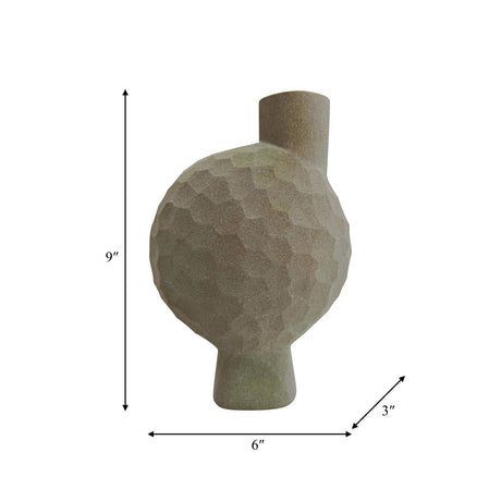 Stone, 9" Hammered Vase, Natual