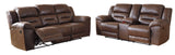 Stoneland Chocolate Manual Reclining Living Room Set by Ashley at Eve Furniture