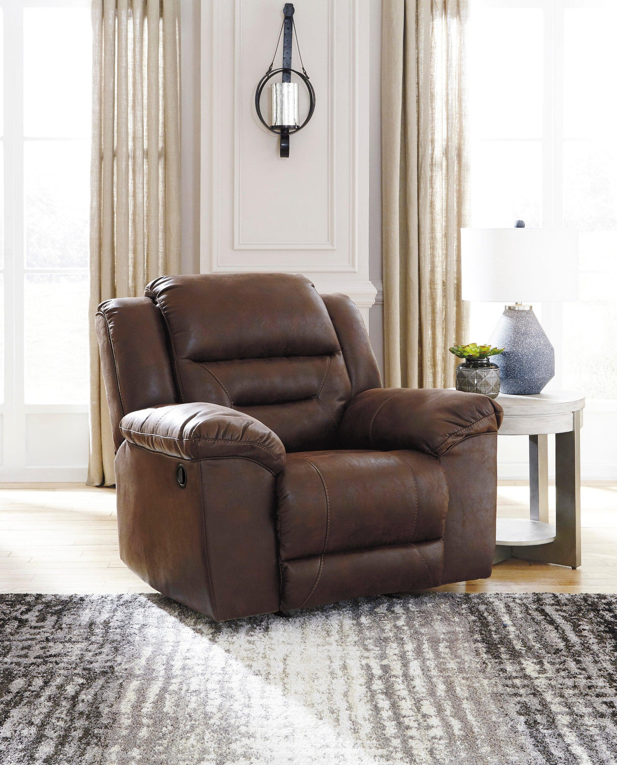 Stoneland Chocolate Manual Reclining Living Room Set by Ashley at Eve Furniture