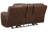 Stoneland Chocolate Manual Reclining Loveseat with Console by Ashley at Eve Furniture