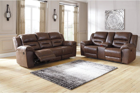 Stoneland Chocolate Manual Reclining Sofa by Ashley at Eve Furniture