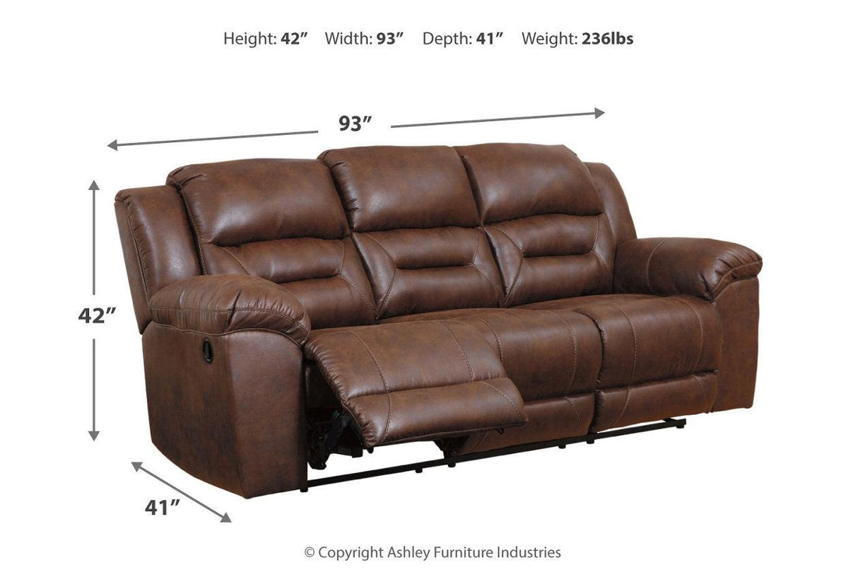 Stoneland Chocolate Manual Reclining Sofa by Ashley at Eve Furniture