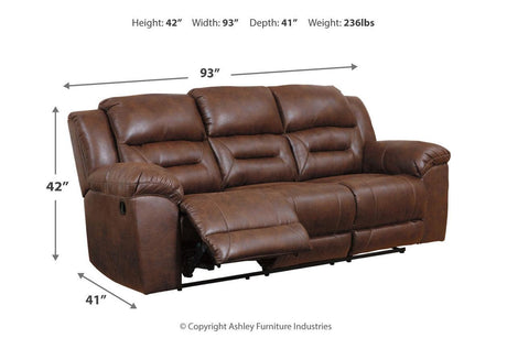 Stoneland Chocolate Manual Reclining Sofa by Ashley at Eve Furniture