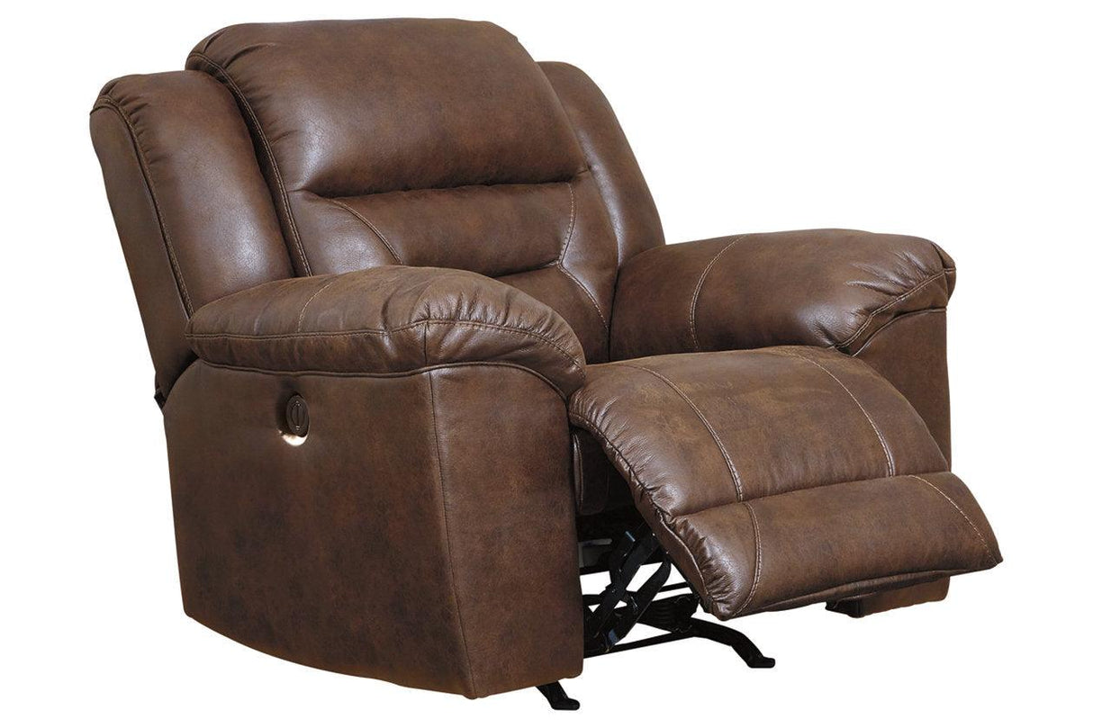 Stoneland Chocolate Power Recliner by Ashley at Eve Furniture