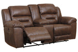 Stoneland Chocolate Power Reclining Loveseat with Console by Ashley at Eve Furniture