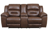 Stoneland Chocolate Power Reclining Loveseat with Console by Ashley at Eve Furniture