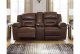 Stoneland Chocolate Power Reclining Loveseat with Console by Ashley at Eve Furniture