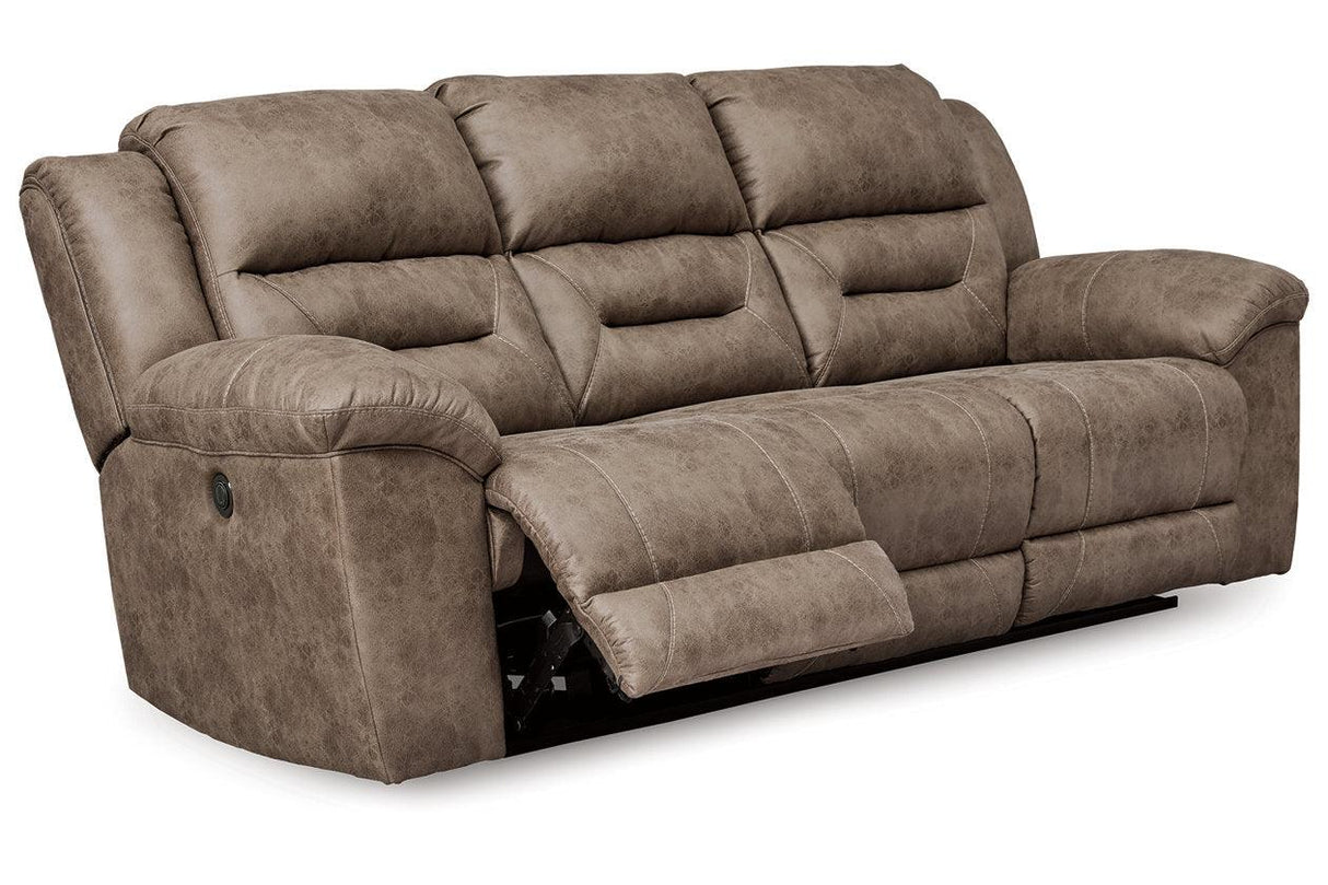 Stoneland Fossil Power Reclining Sofa and Loveseat by Ashley at Eve Furniture