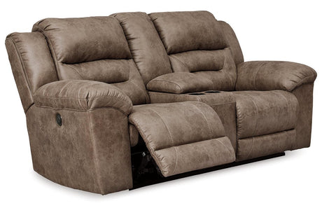Stoneland Fossil Power Reclining Sofa and Loveseat by Ashley at Eve Furniture