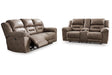 Stoneland Fossil Power Reclining Sofa and Loveseat by Ashley at Eve Furniture