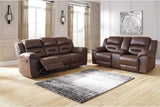 Stoneland Chocolate Manual Reclining Loveseat with Console by Ashley at Eve Furniture