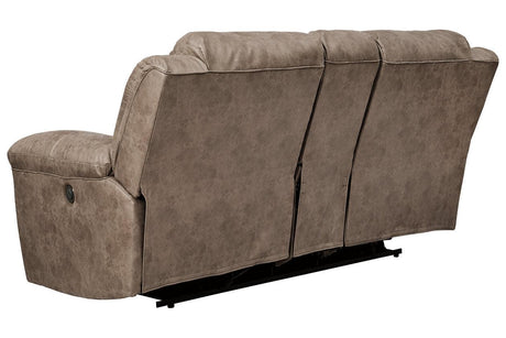 Stoneland Fossil Power Reclining Loveseat with Console by Ashley at Eve Furniture