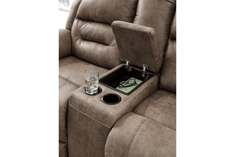 Stoneland Fossil Power Reclining Loveseat with Console by Ashley at Eve Furniture