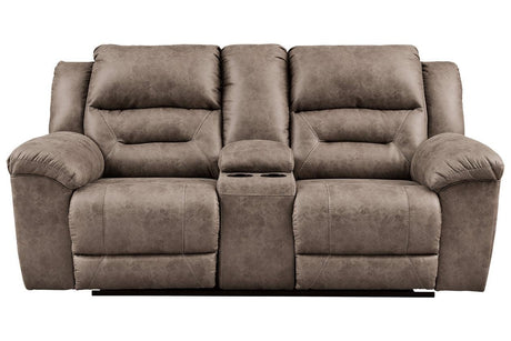 Stoneland Fossil Manual Reclining Loveseat with Console by Ashley at Eve Furniture