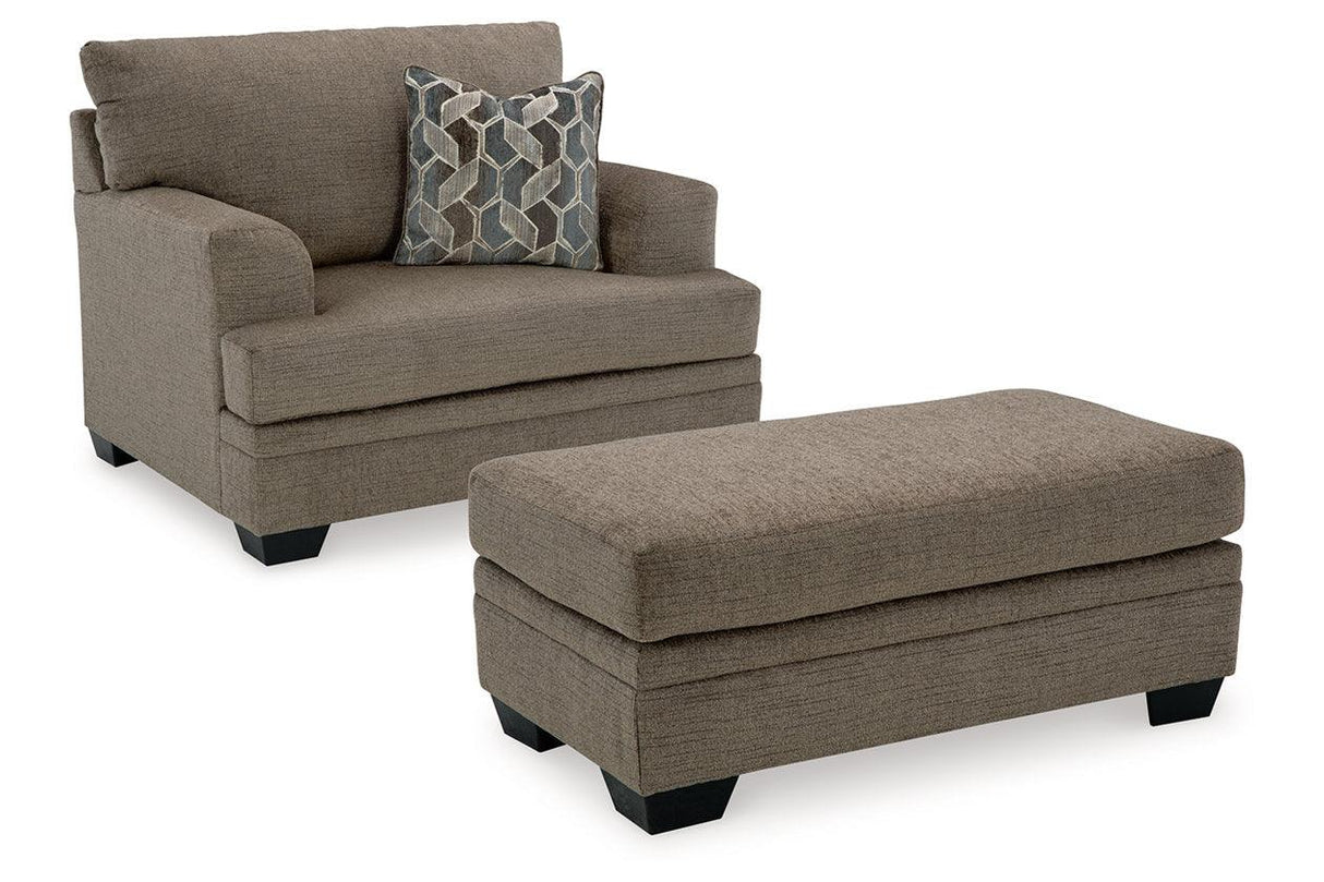 Stonemeade Nutmeg Oversized Chair and Ottoman by Ashley at Eve Furniture