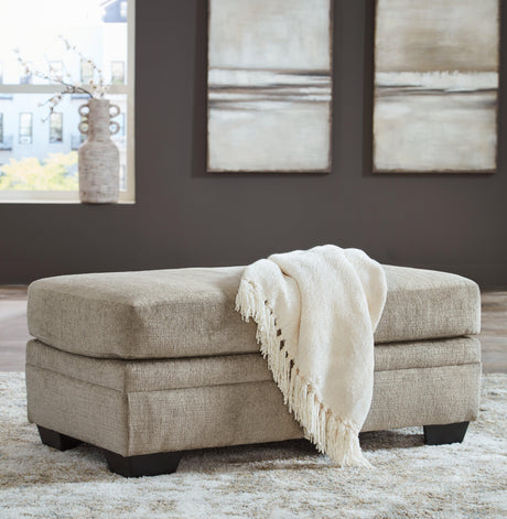 Stonemeade Taupe Ottoman by Ashley at Eve Furniture