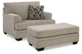 Stonemeade Taupe Oversized Chair and Ottoman by Ashley at Eve Furniture