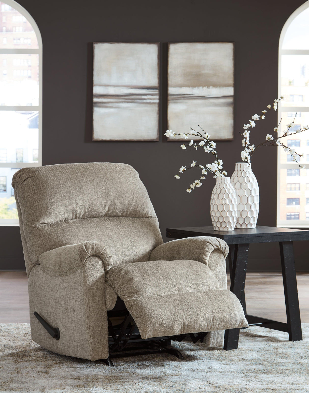 Stonemeade Taupe Recliner by Ashley at Eve Furniture