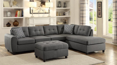 Stonenesse Grey Tufted Sectional by Coaster at Eve Furniture