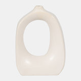 Stoneware 11" Curvy Cut-out Vase, Cotton