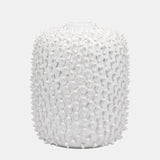 Stoneware, 13" Hand Made Dot Vase, White