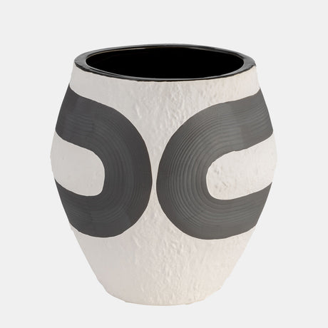 Stoneware, 8" Noir Vase, Black/white